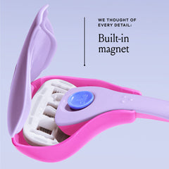 Billie travel case seals tightly to protect blades from dirt and dust.