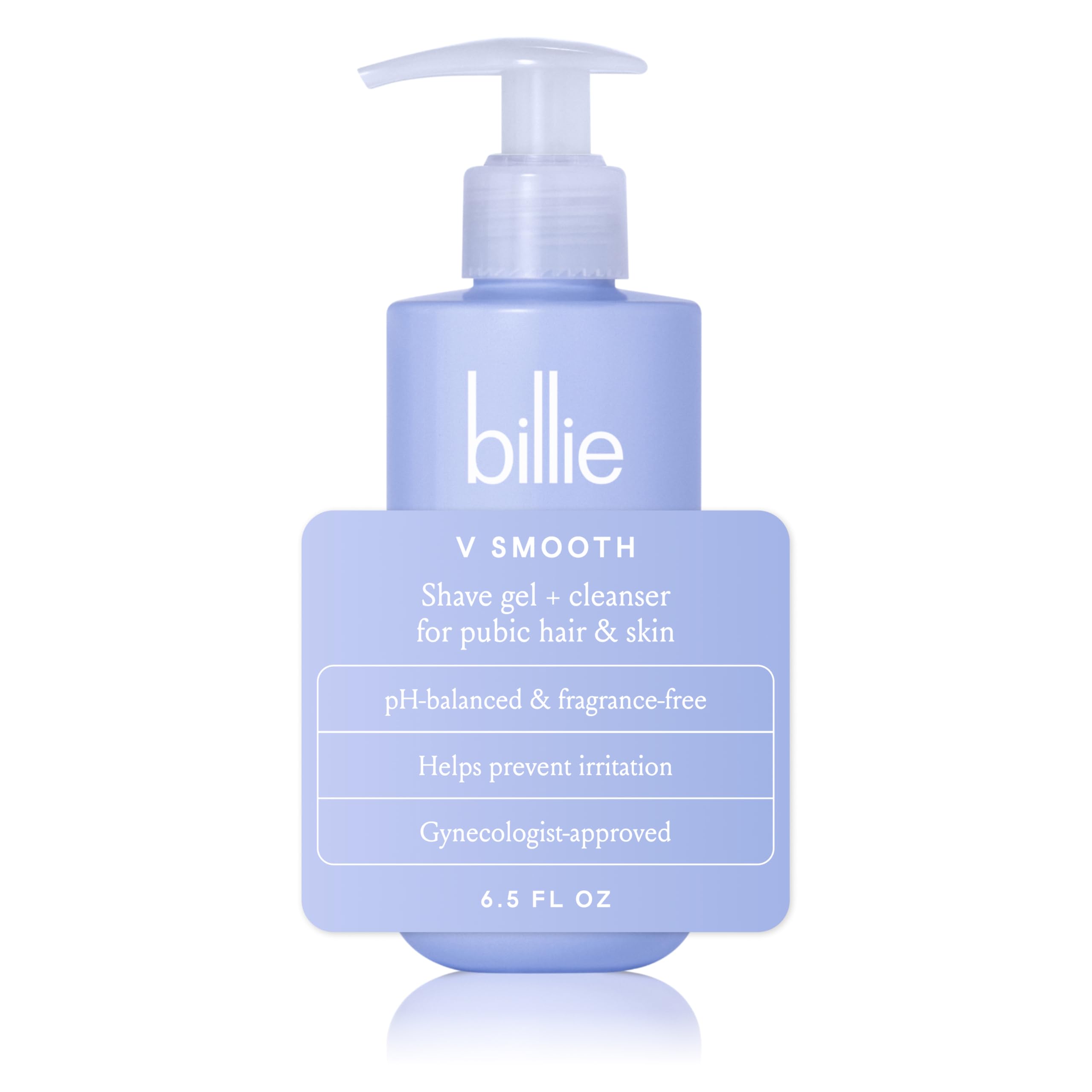 Billie V Smooth bottle pouring to show gentle application for sensitive areas.