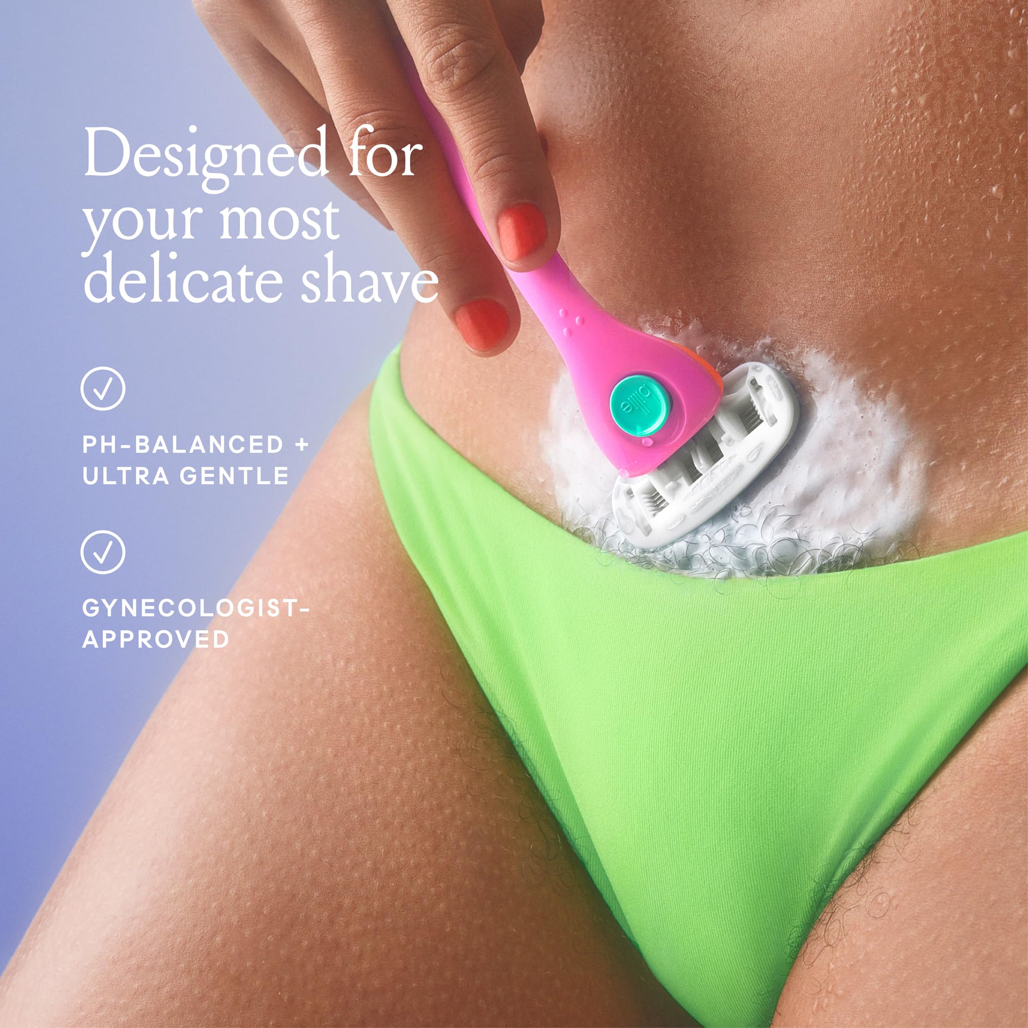 Billie V Smooth gynecologist-approved label supports trusted use on intimate areas.