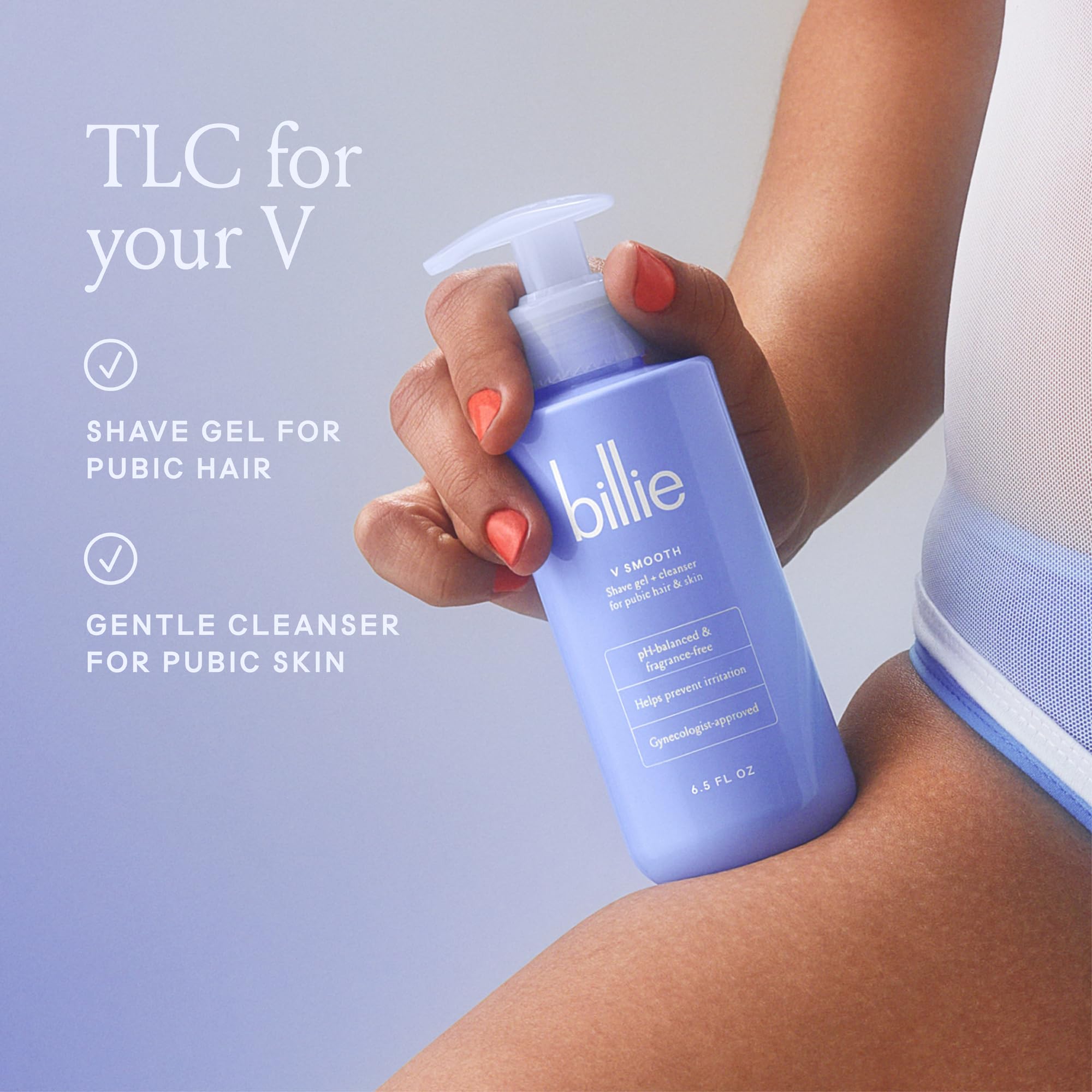 Billie V Smooth gel-to-foam texture ready for precise shaving.