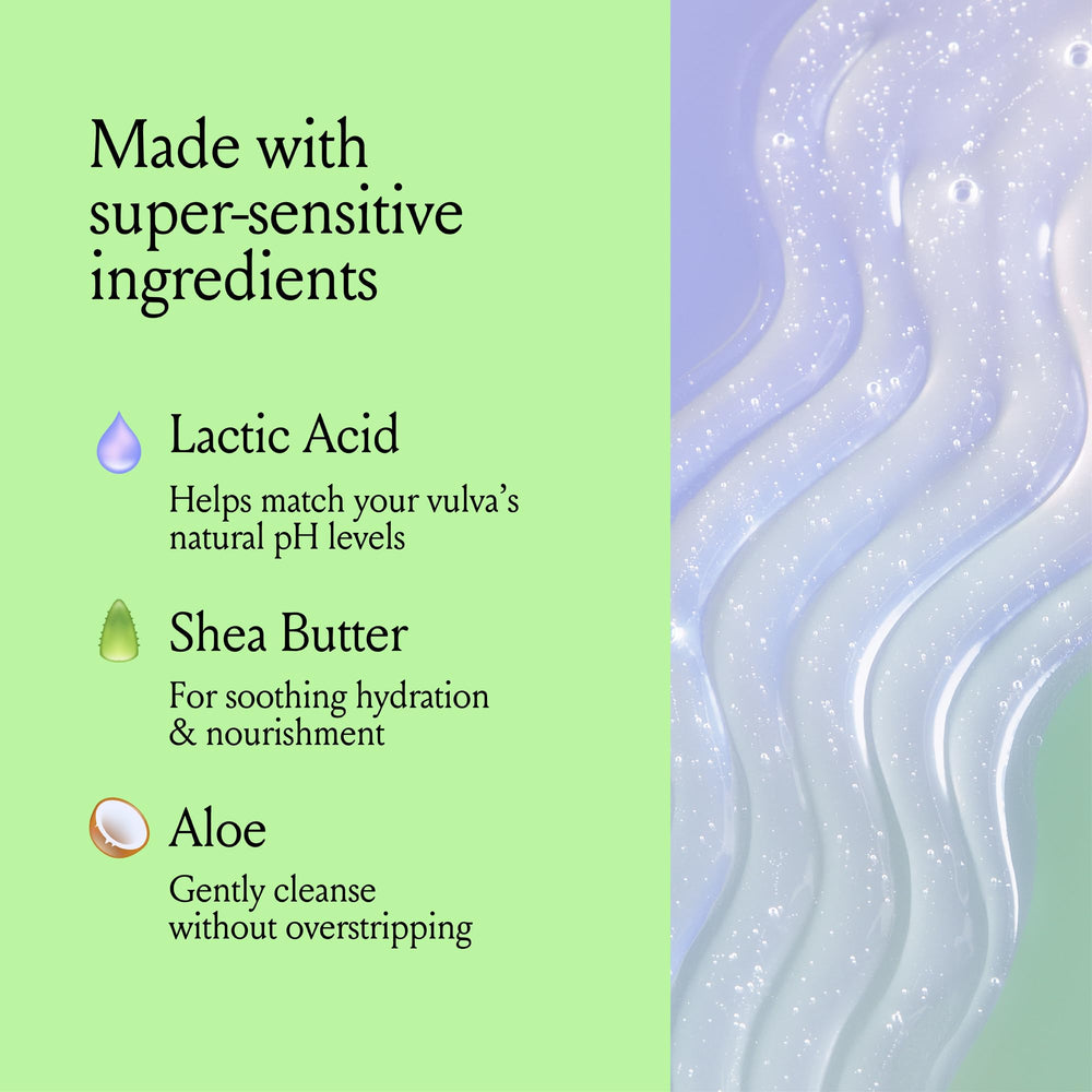 Billie V Smooth coconut-derived cleansers provide mild cleansing action.