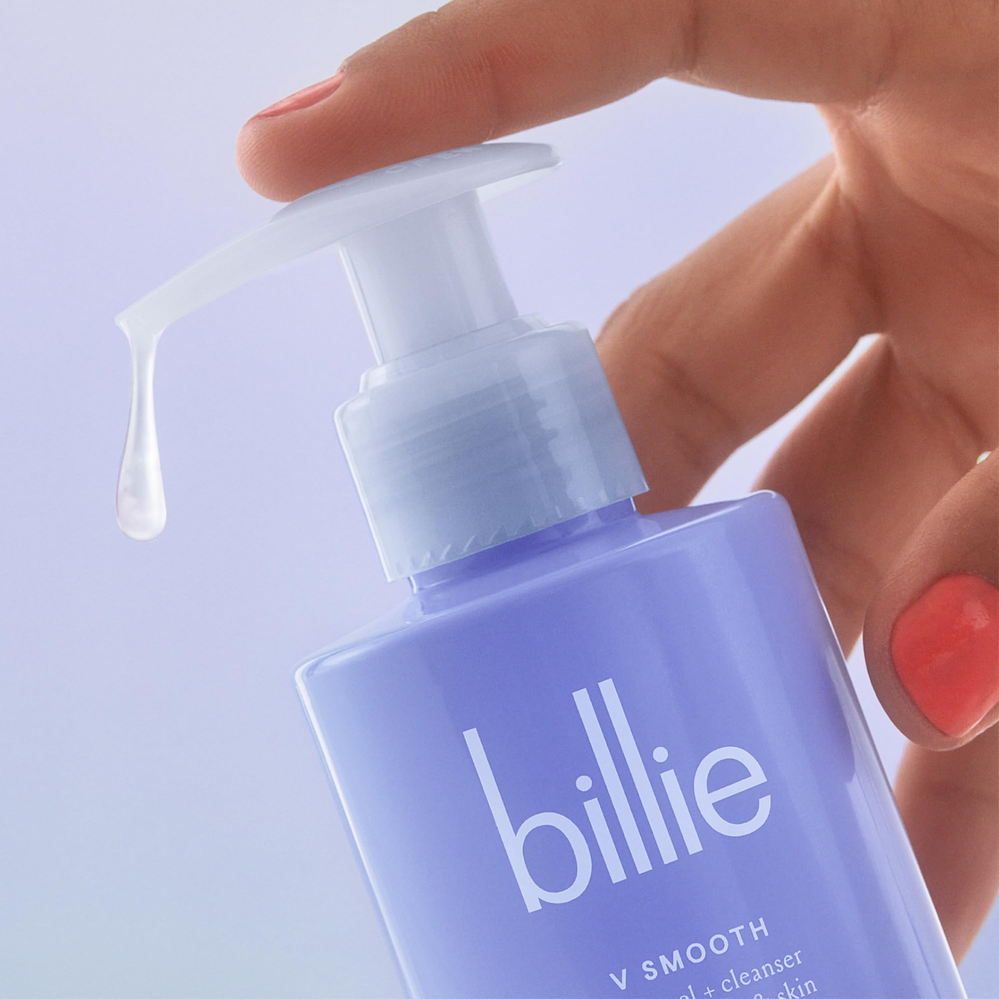 Billie V Smooth aloe and lactic acid soothe and protect sensitive skin.