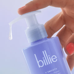 Billie V Smooth aloe and lactic acid soothe and protect sensitive skin.