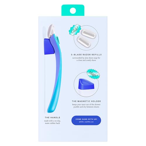 Billie magnetic holder with razor mounted on shower wall for easy access