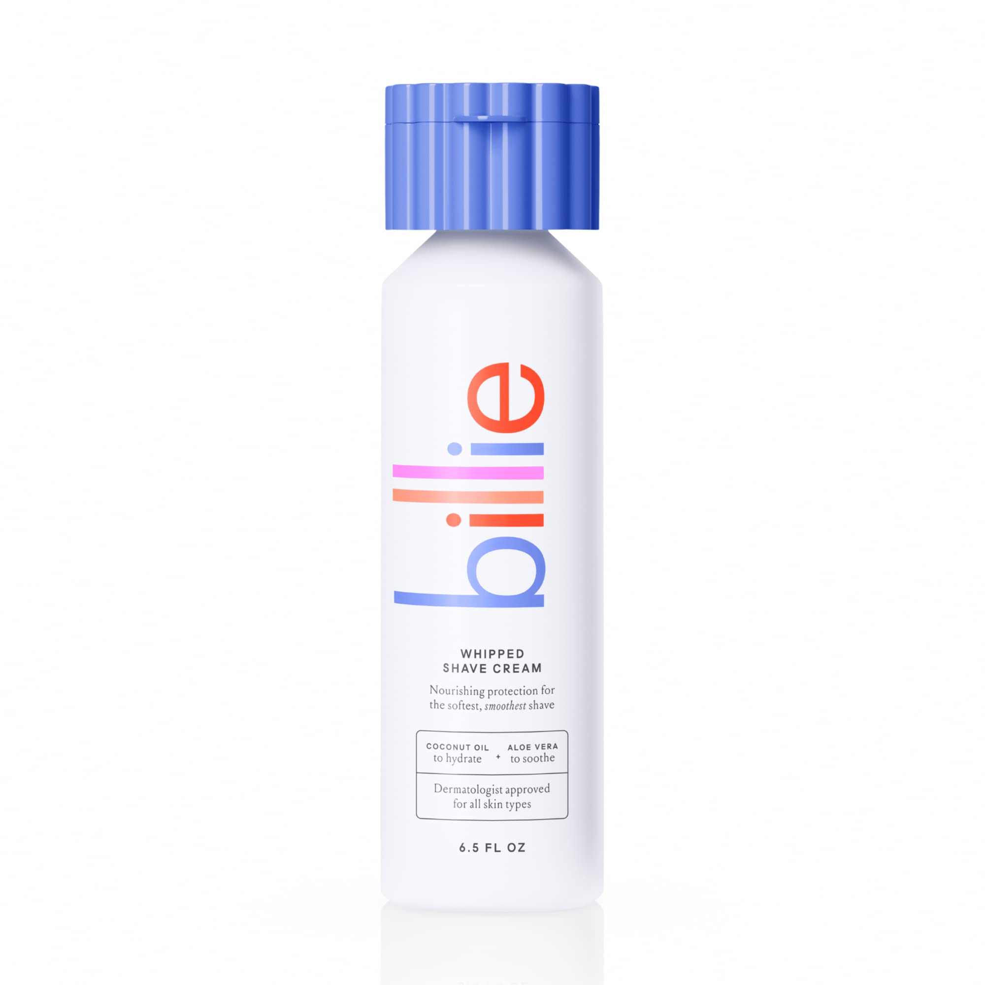 Billie Whipped Shave Cream Lavender Bergamot pump highlights luxurious scent and easy application.