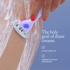 Billie Whipped Shave Cream with coconut oil locks in moisture for hydrated skin.