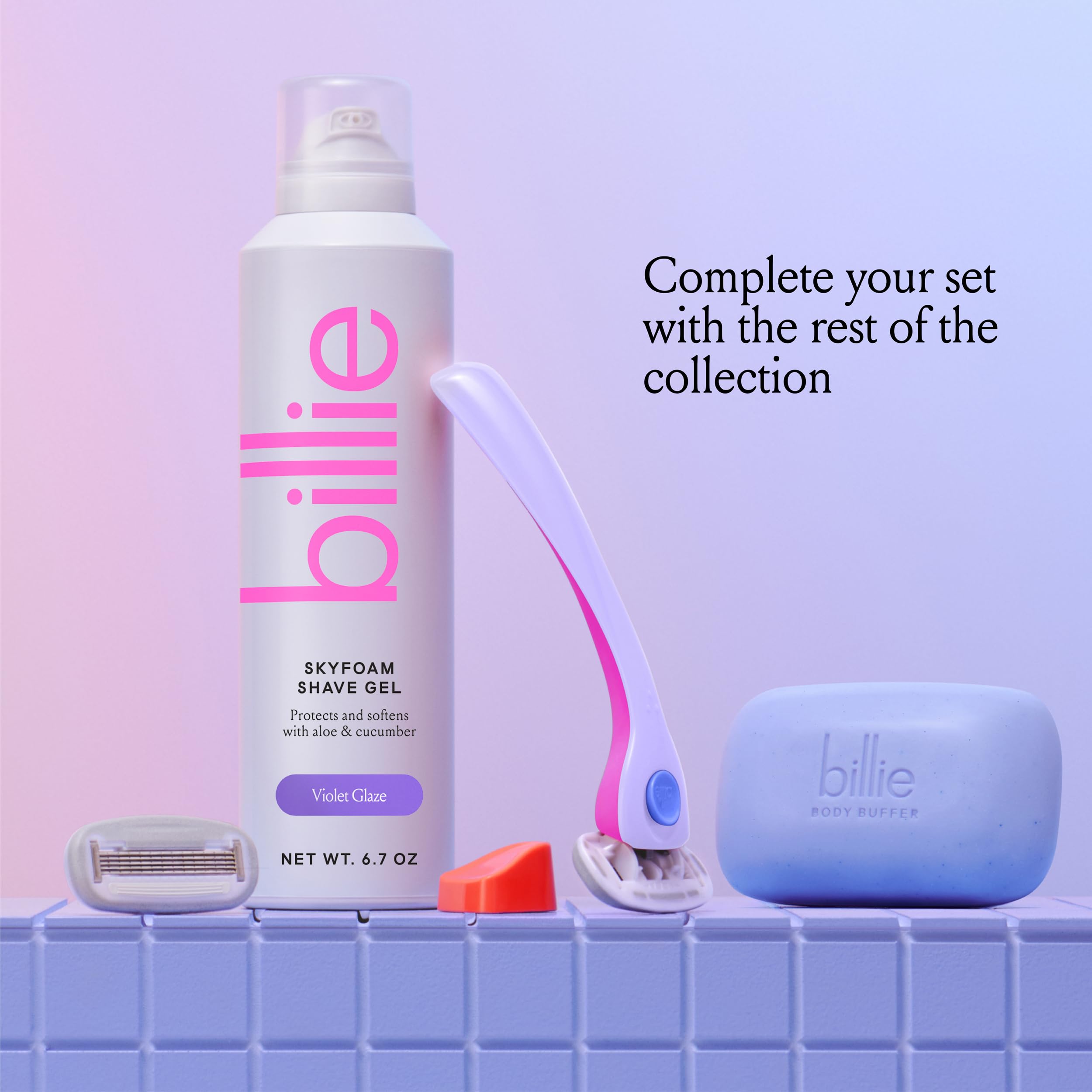 Billie Whipped Shave Cream pairs with blades for smooth shave