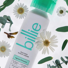 Billie Whipped Shave Cream texture on skin showing fluffy whipped protection