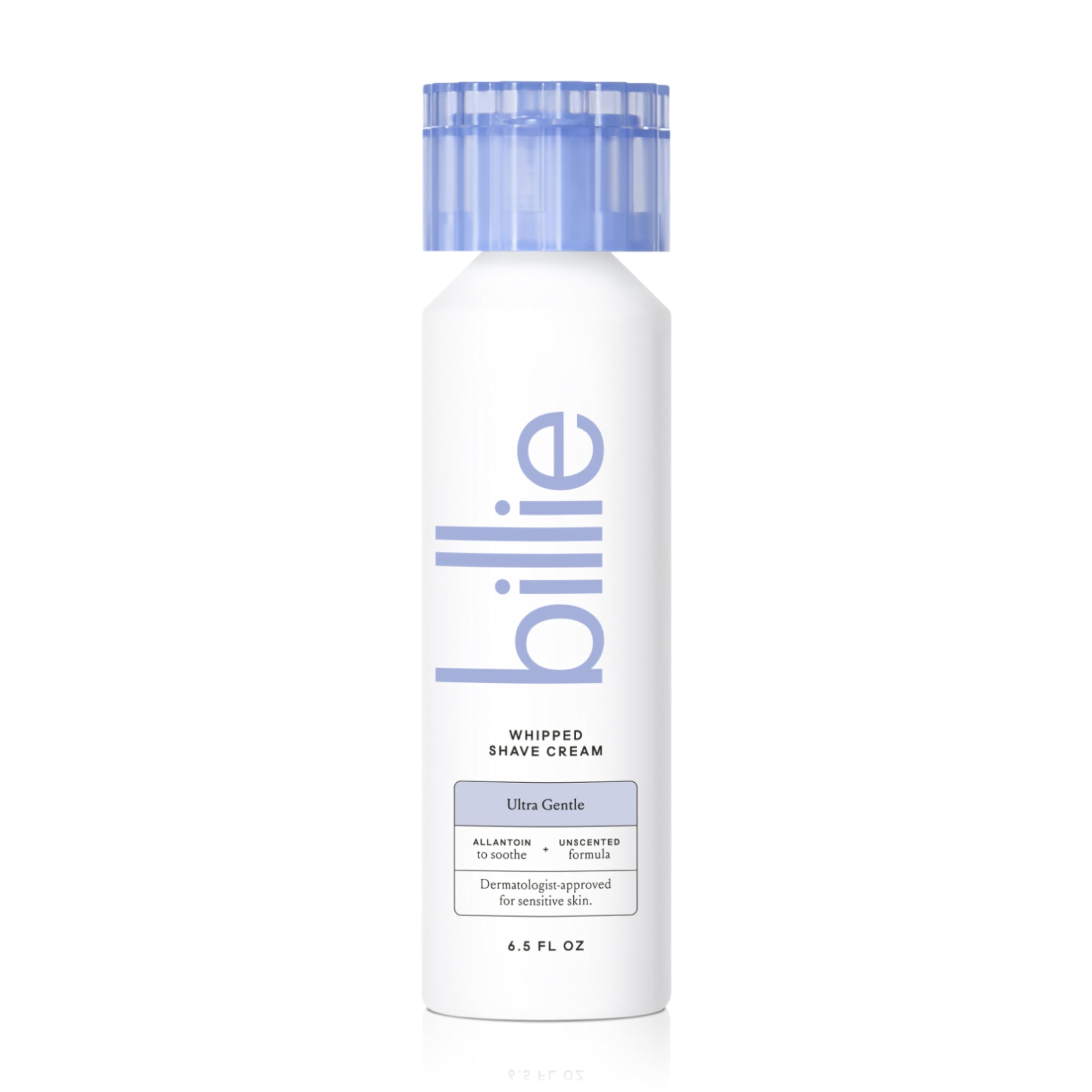 Billie whipped shave cream ultra gentle jar showing fluffy texture for sensitive skin