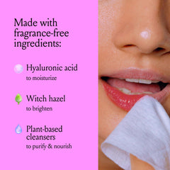 Billie Wonder Wipes with hyaluronic acid moisturize during removal.