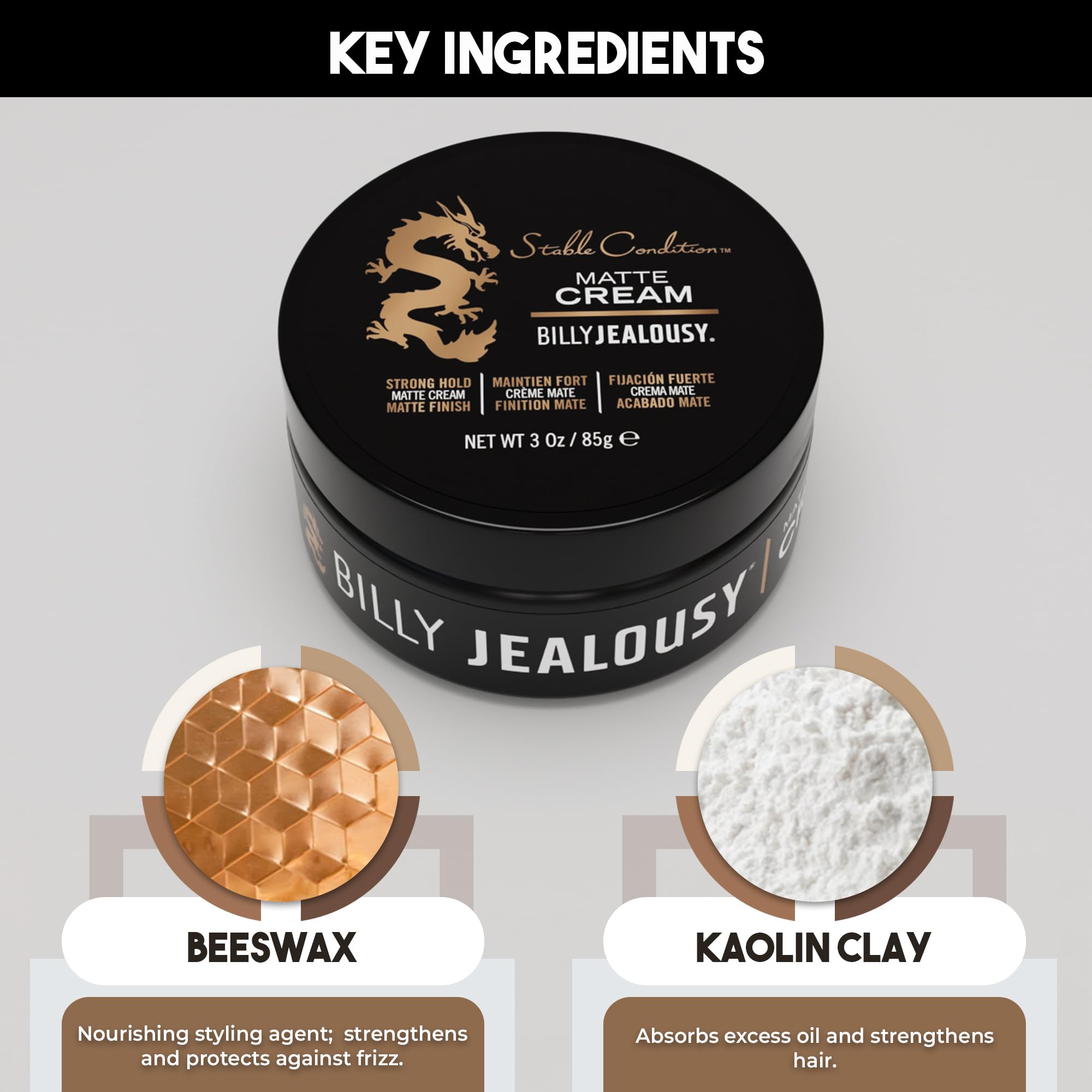 Textura seda de Billy Jealousy Stable Condition Matte Cream para estilo natural