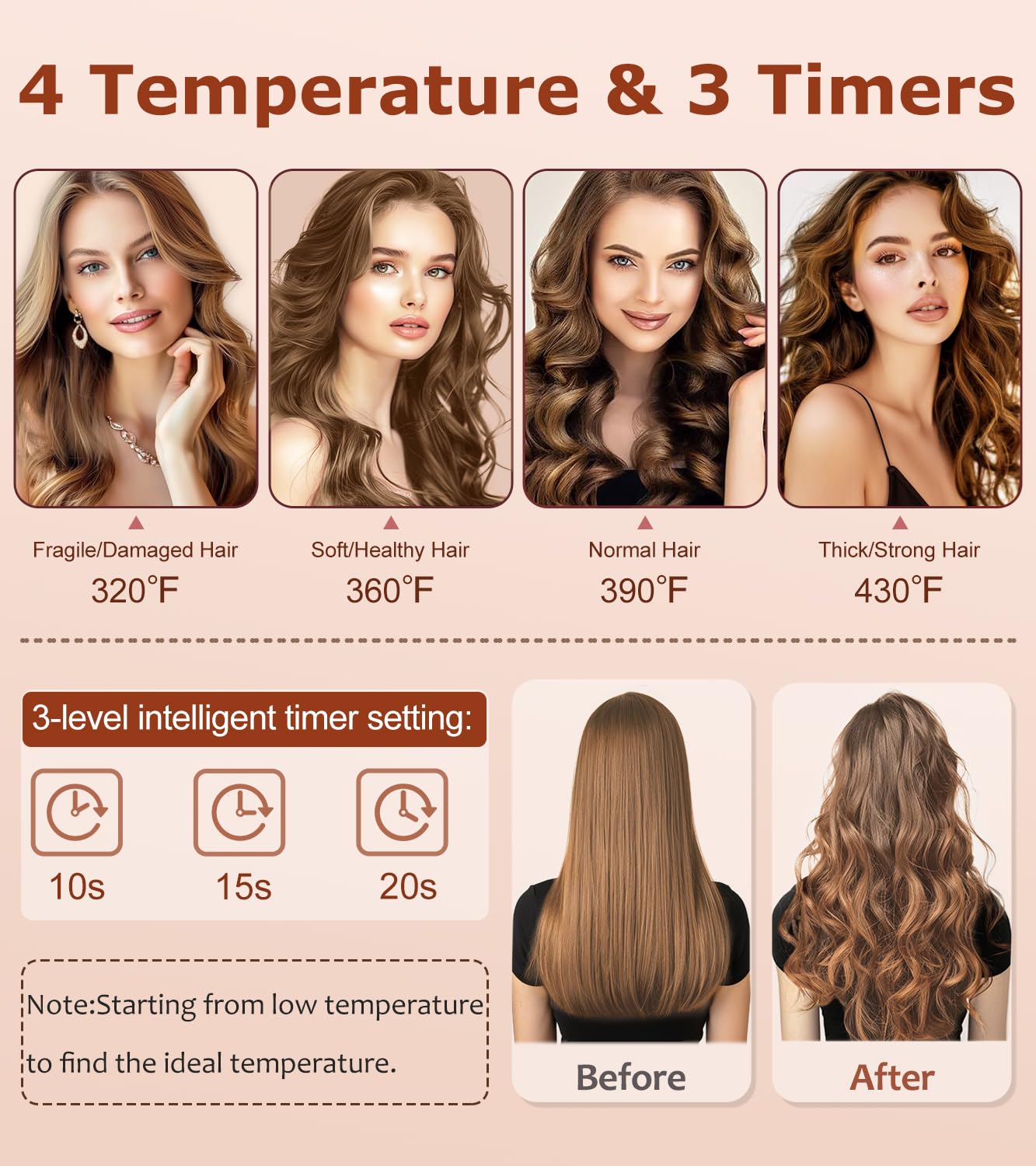 BILITOK Auto Hair Curler timer settings help customize styling.