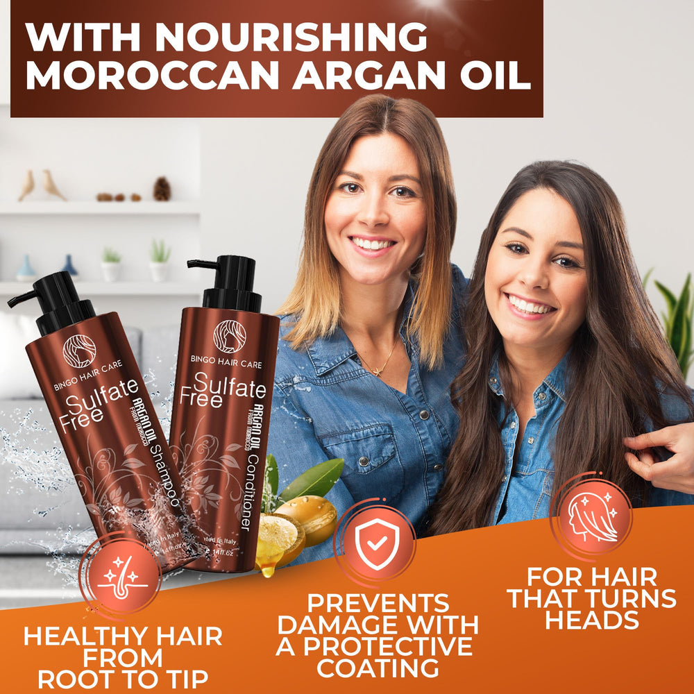 Bingo Hair Care Moroccan Argan Oil Conditioner tube for shine and detangling.