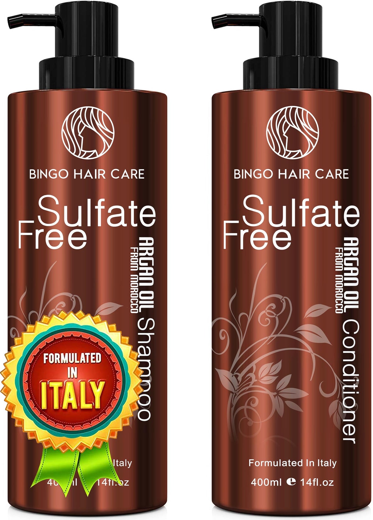 Bingo Hair Care Moroccan Argan Oil Shampoo bottle delivering deep hydration.