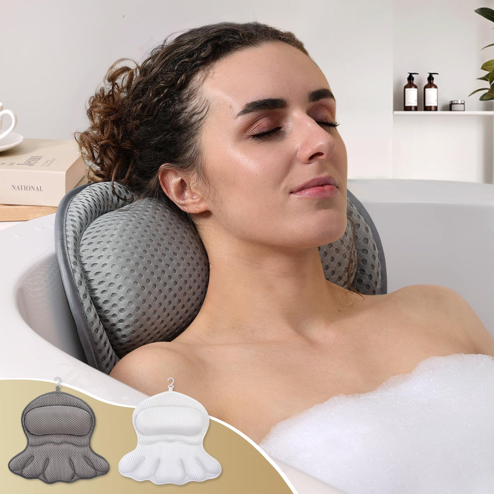 Binobella bath pillow with 4D air mesh for breathable comfort.