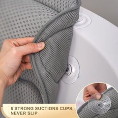 Binobella bath pillow measures 17x18.5in for full coverage.