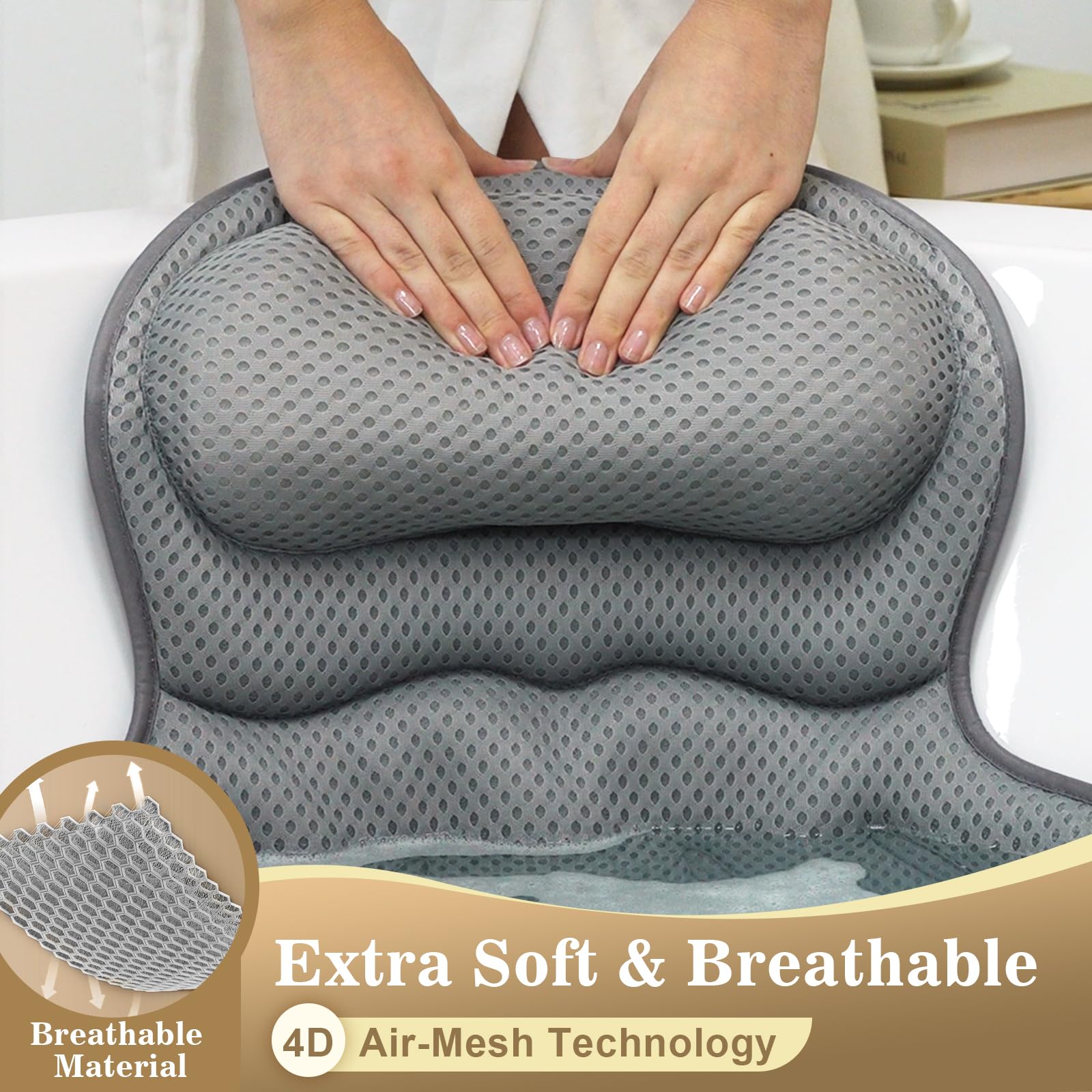 Binobella bath pillow is machine-washable with mesh bag for easy care.