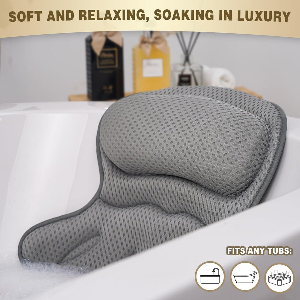 Binobella bath pillow with non-slip suction cups for secure placement.