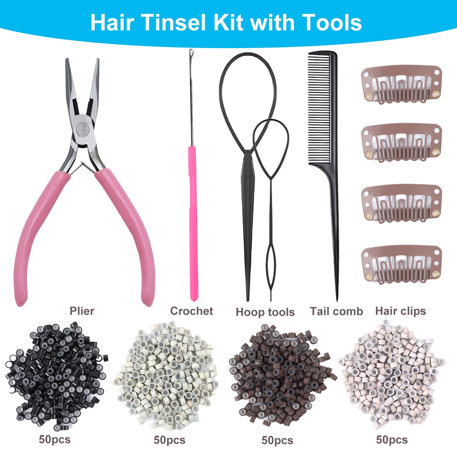 Bintvoy 48-inch hair tinsel kit for long, customizable styles