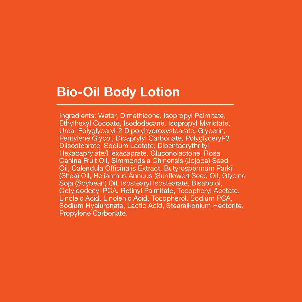 Bio-Oil Loción Cuerpo: fórmula no comedogénica apta para piel sensible.