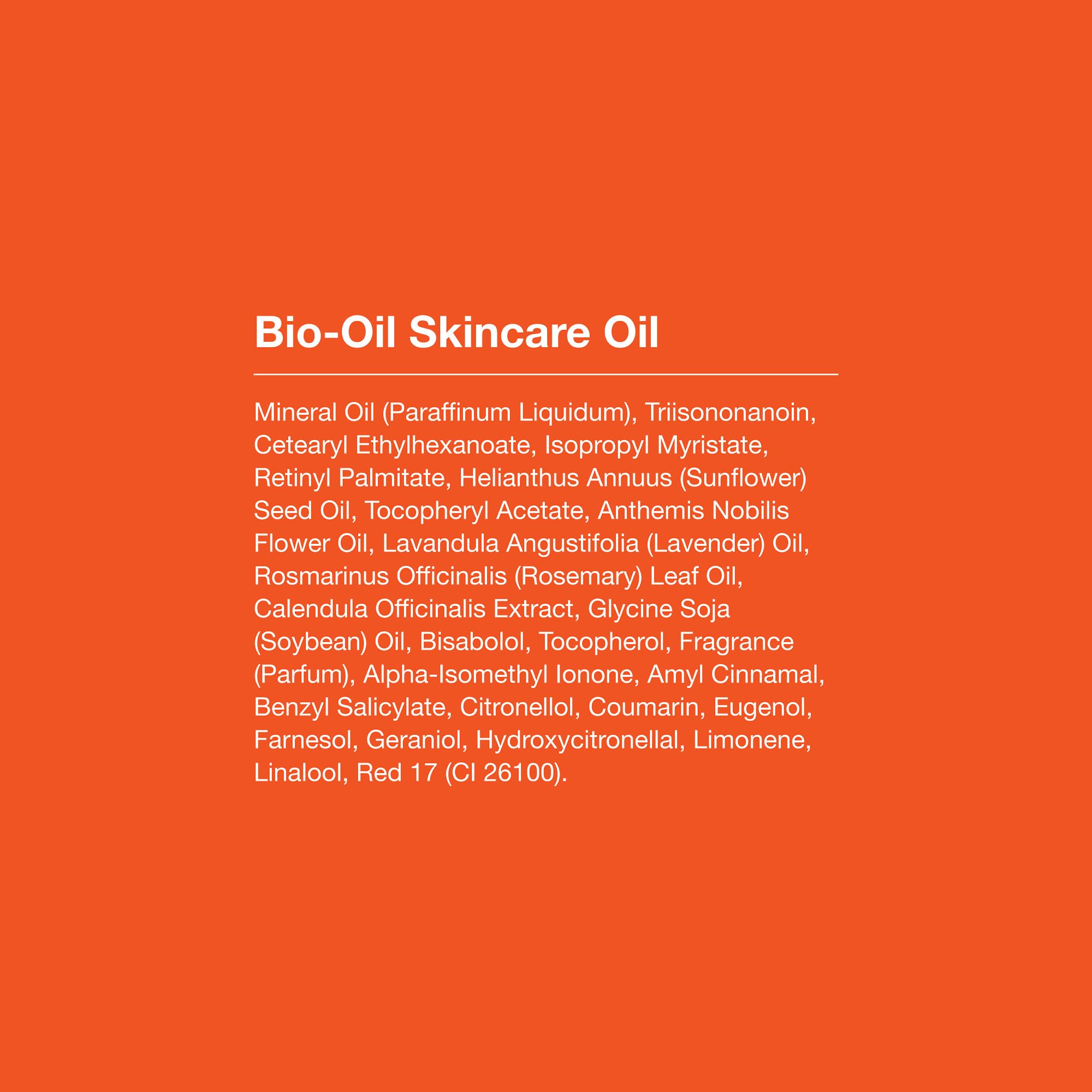 Vegan, cruelty-free, paraben-free Bio-Oil packaging and labeling.