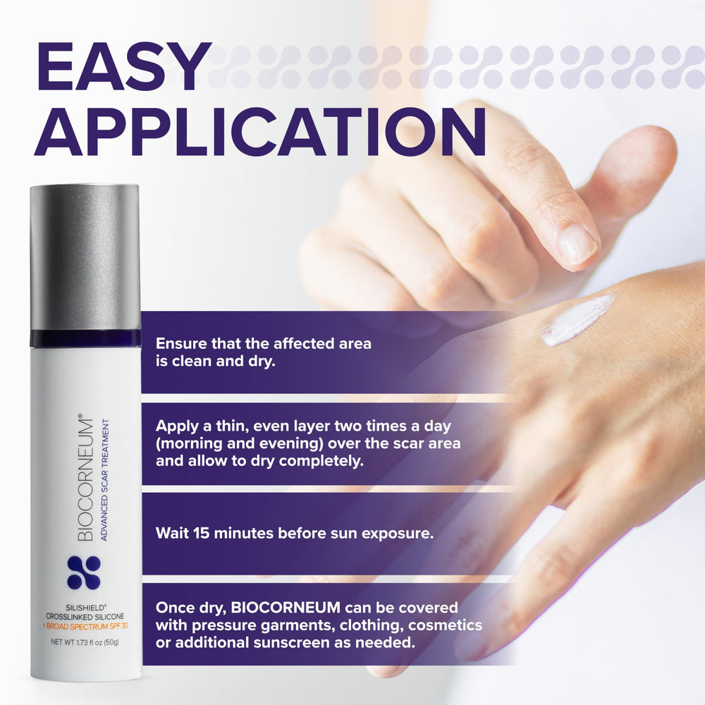 Biocorneum kids 6+ safe label reassures families seeking gentle scar care.