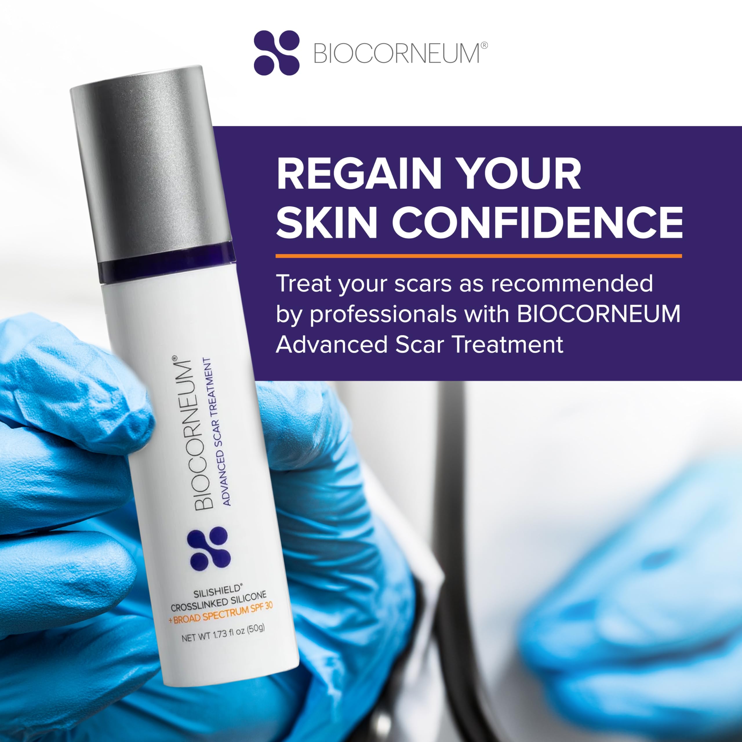 Biocorneum surgeon recommended badge signals professional endorsement and trust.
