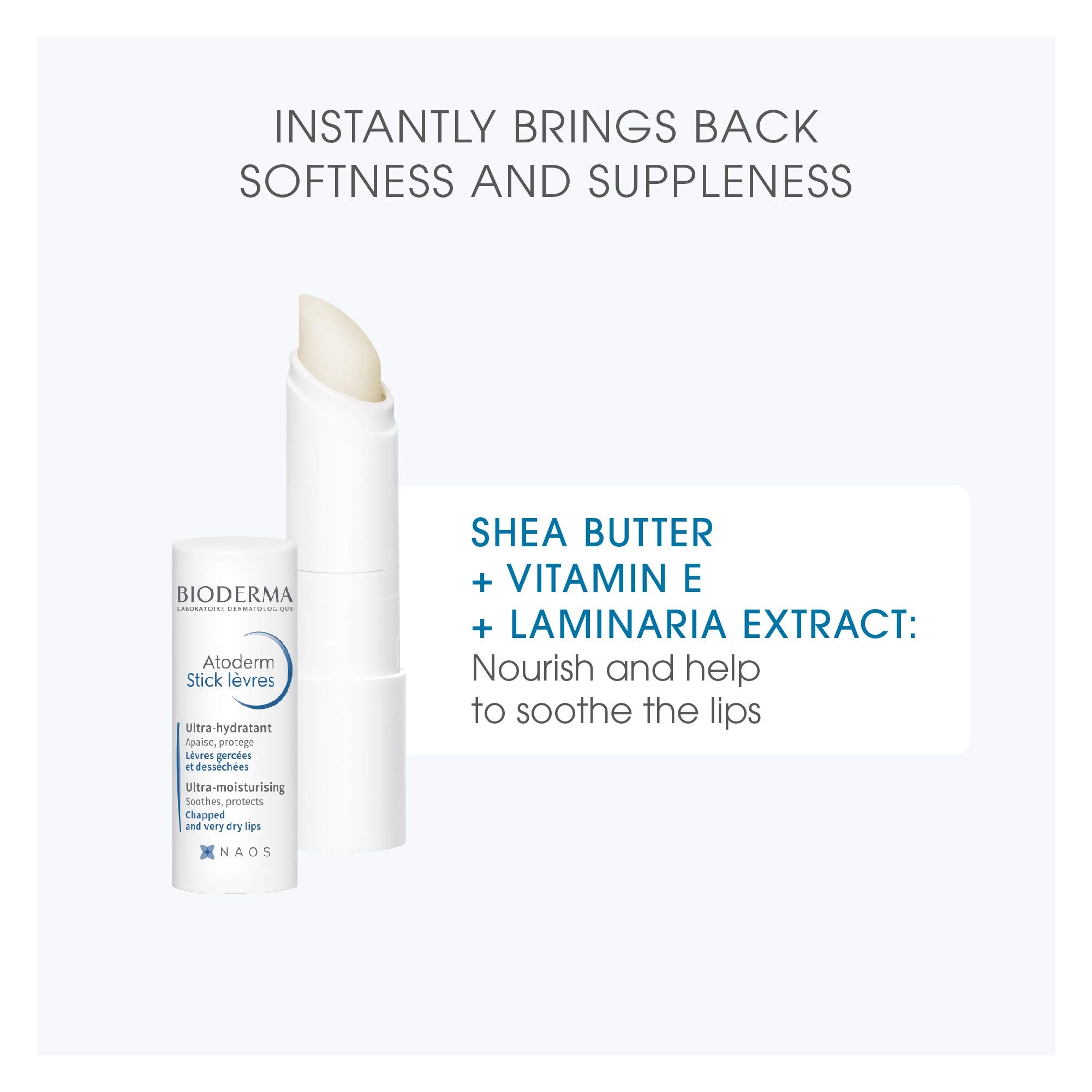 Bioderma Atoderm barra labial nutre profundamente labios ásperos.
