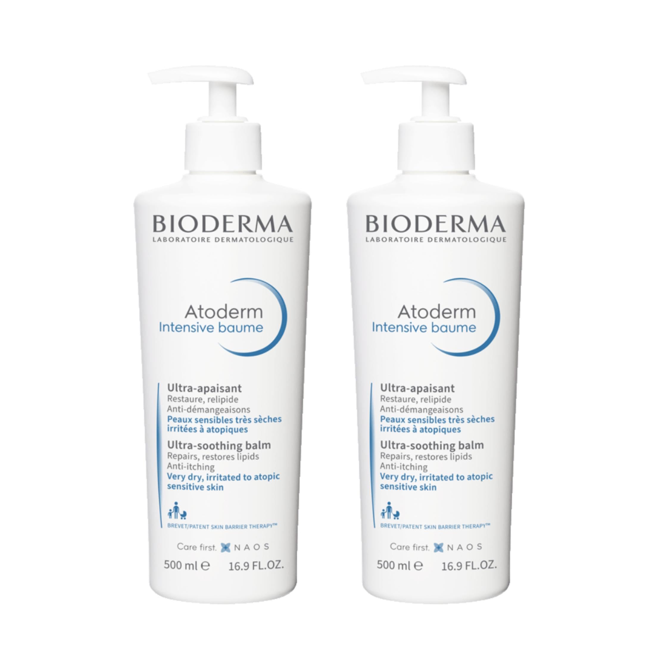 Bioderma Atoderm Intensive Balm duo pack packaging for all-day skin nourishment