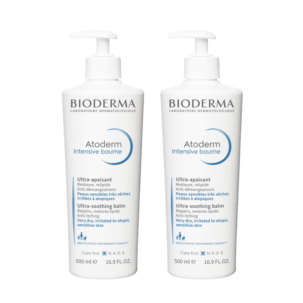 Bioderma Atoderm Intensive Balm duo pack packaging for all-day skin nourishment