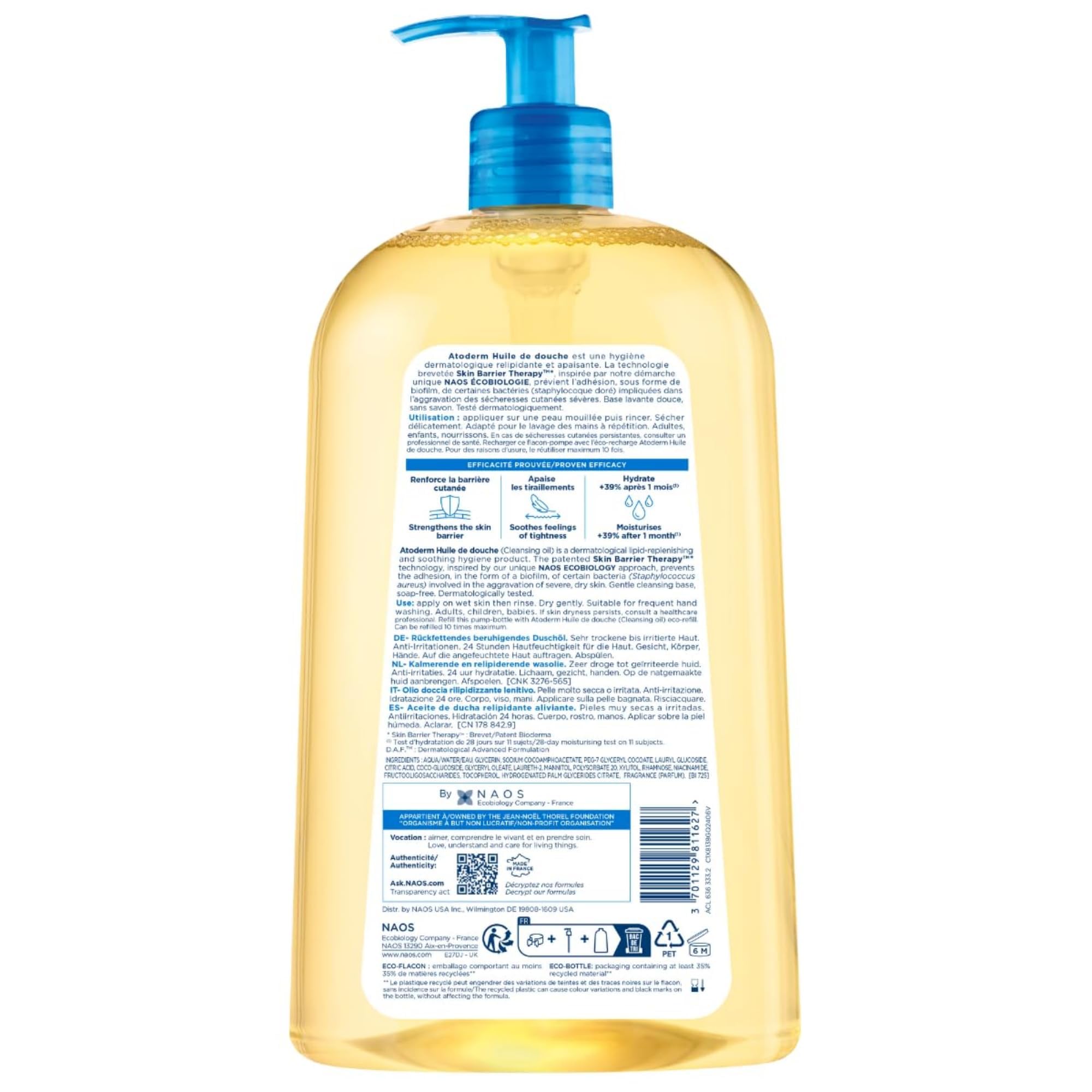 Bioderma Atoderm Shower Oil lather forms a silky foam for nourished skin.