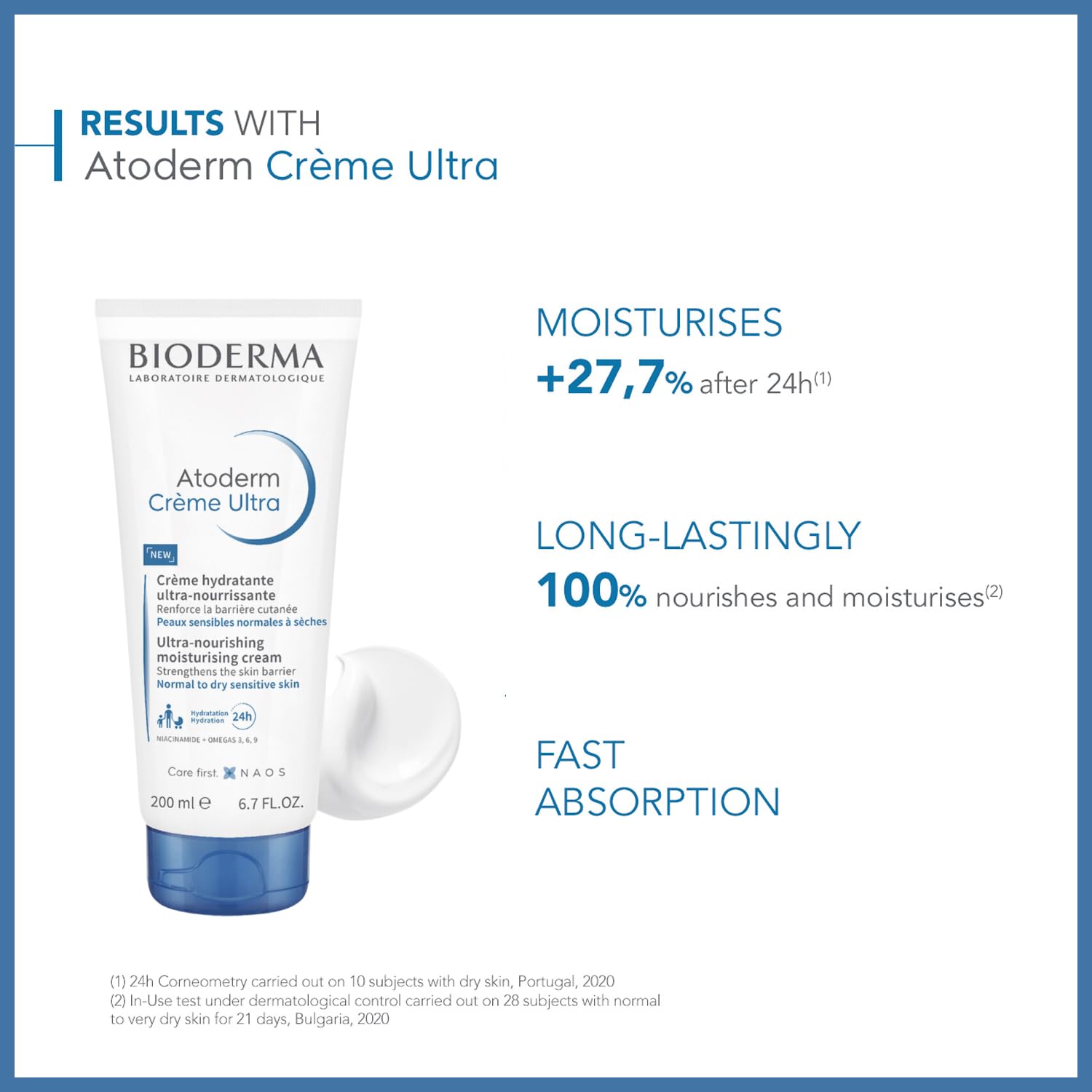 Close-up of Atoderm Ultra Cream texture ready to spread for nourishment.