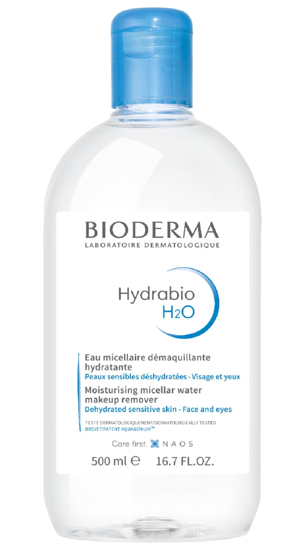 Bioderma Hydrabio H2O micellar water bottle for gentle cleansing and hydration.