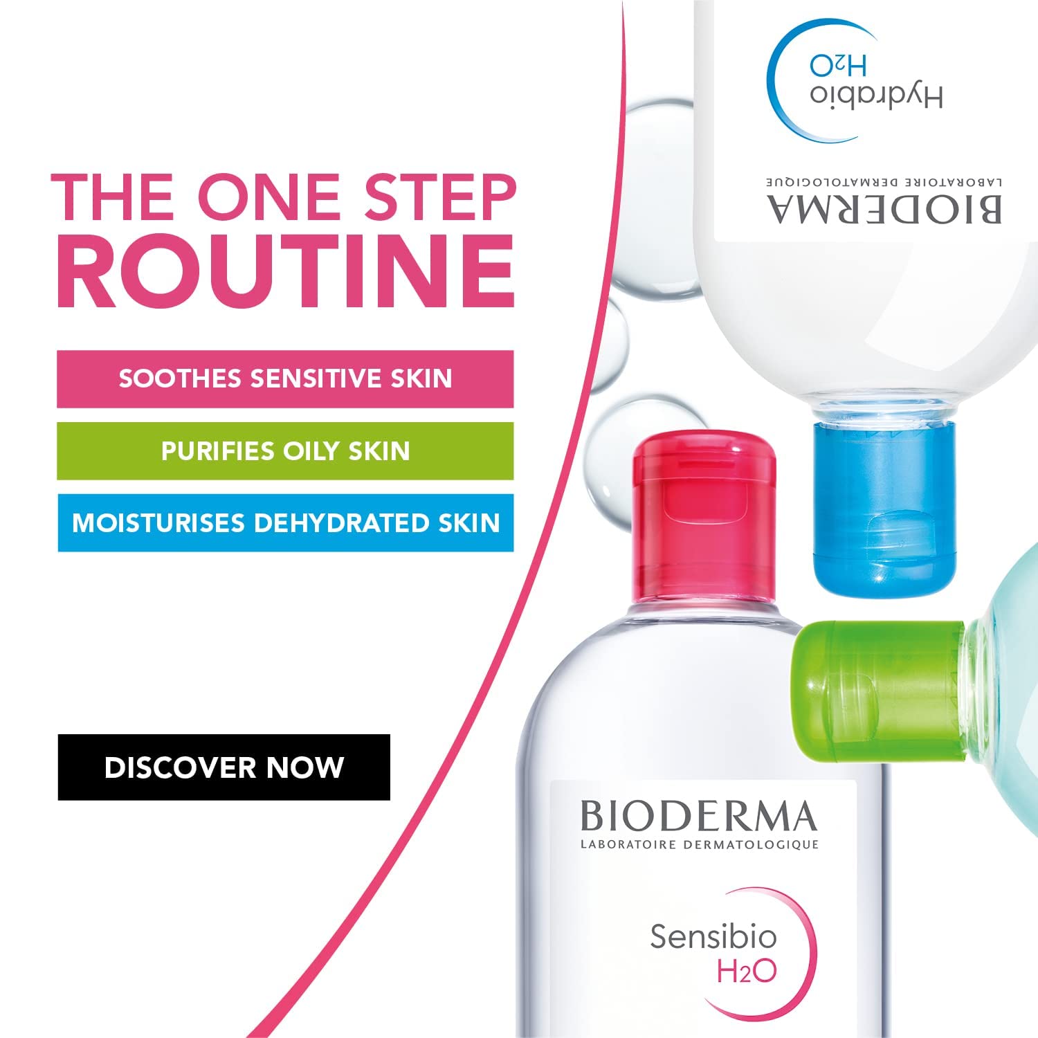 Bioderma Hydrabio H2O suitable for dehydrated, sensitive skin types.