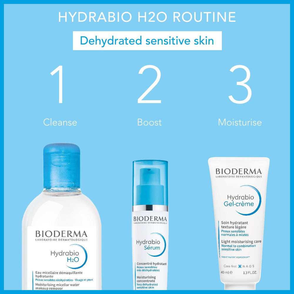 Bioderma Hydrabio H2O, textura suave que limpia sin irritación.