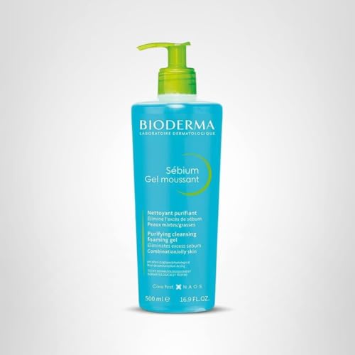 Envase de 500 ml de Sébium Gel Espumoso, cantidad práctica para uso diario.