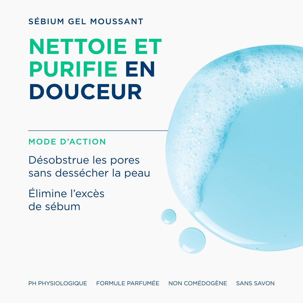 Textura espuma del Sébium Gel Espumoso, sensación fresca al aplicar.