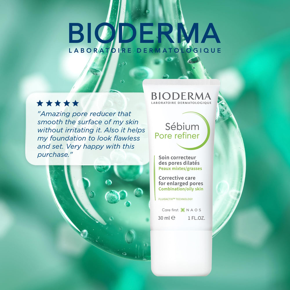 Bioderma Sébium Pore Refiner application on cheek for oil control