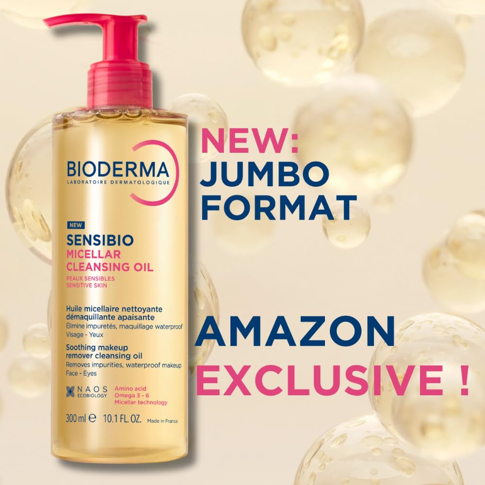 Bioderma Sensibio Micellar Cleansing Oil removing waterproof makeup around the eyes.