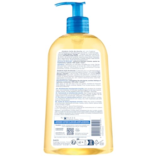 Bioderma Toderm Shower Oil bottle close-up showing silky texture ideal for dry skin