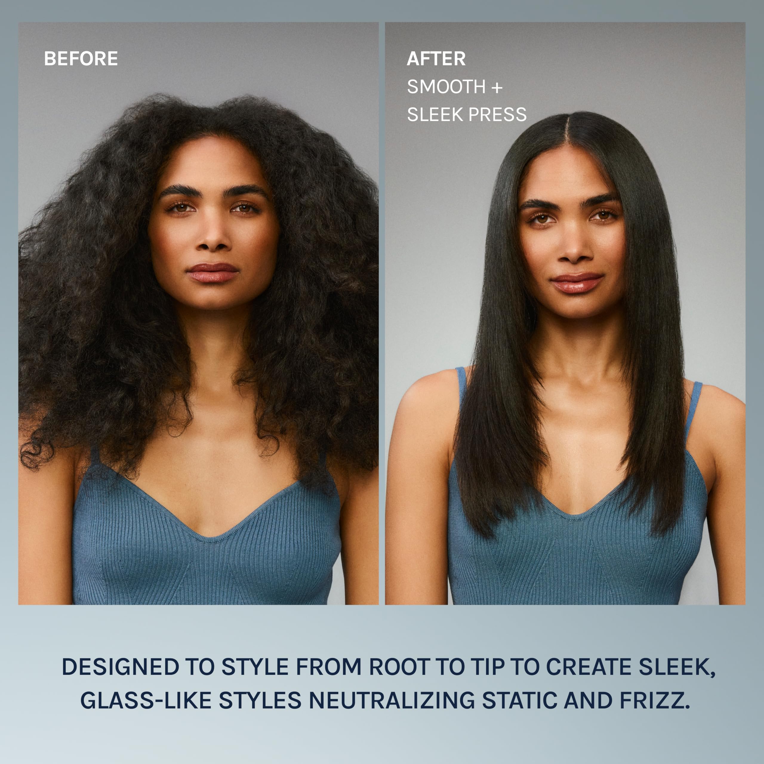 Bio Ionic 10X floating ceramic plates showcase smooth glide across hair.