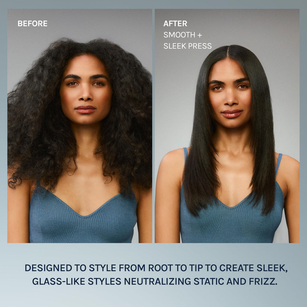 Bio Ionic 10X floating ceramic plates showcase smooth glide across hair.