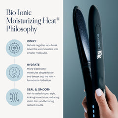 Bio Ionic 10X plates closeup showing even heat distribution for frizz control.
