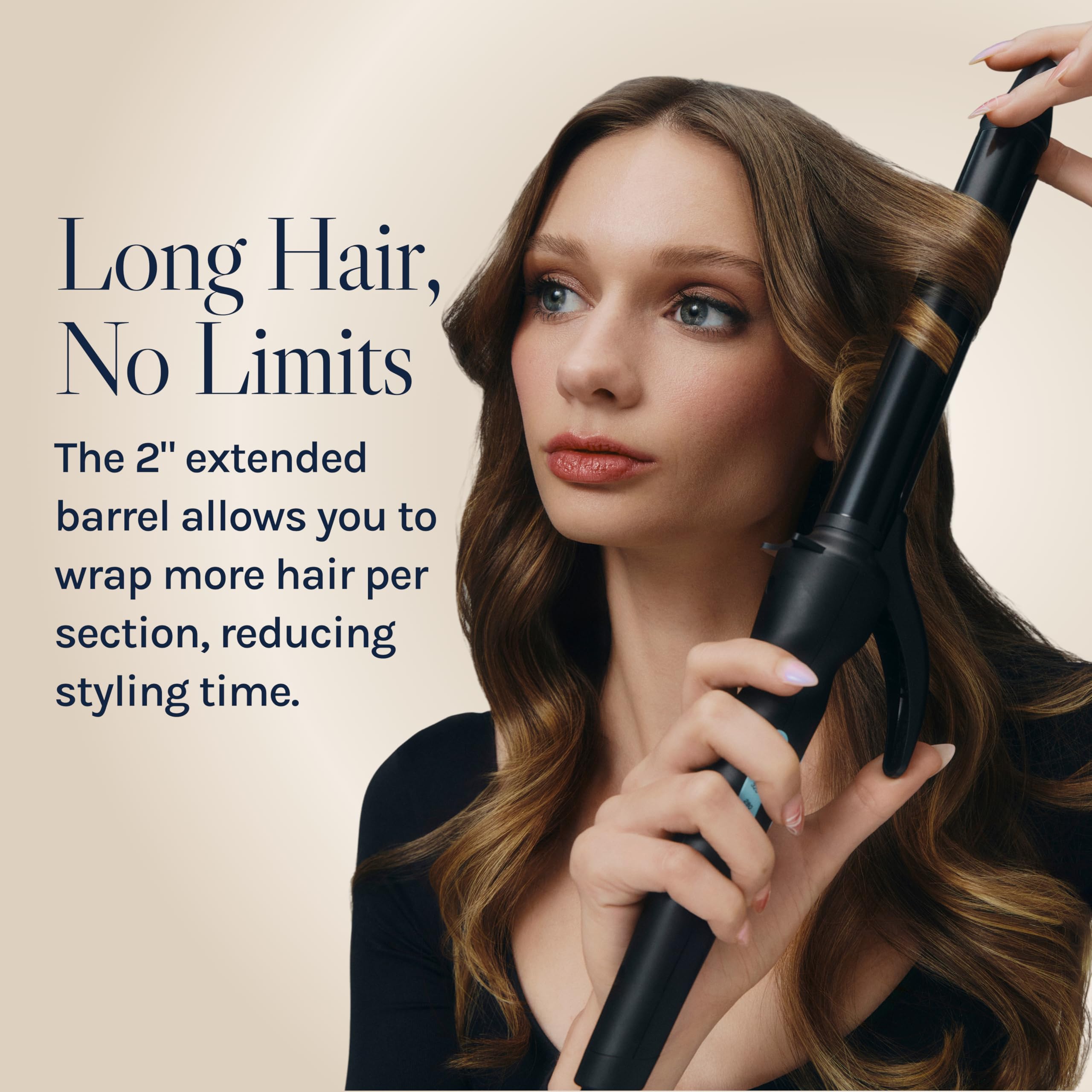 Extended barrel reach allows styling back of head with ease.