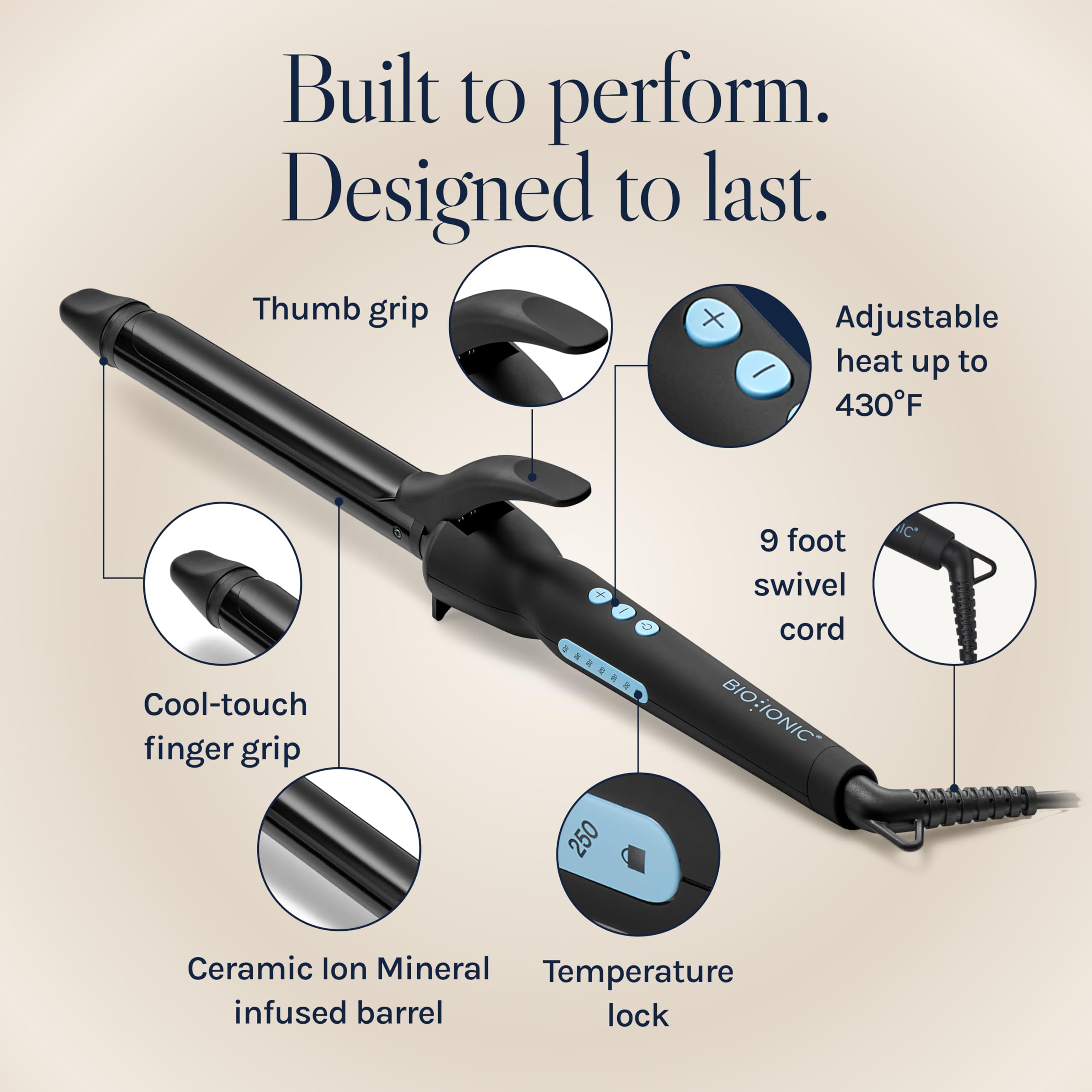 Moisturizing heat technology locks in moisture while shaping curls.