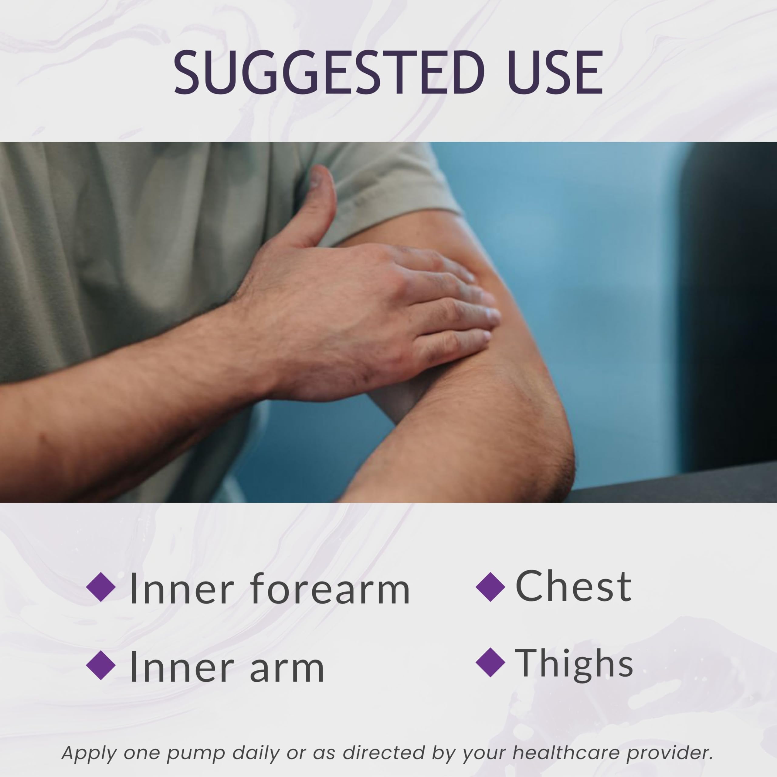 BIOLABS PRO DHEA cream application demonstrates a convenient 4-pump daily dose.