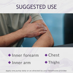 BIOLABS PRO DHEA cream application demonstrates a convenient 4-pump daily dose.