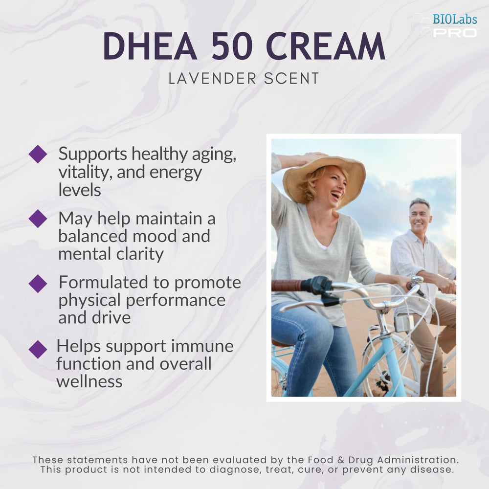BIOLABS PRO DHEA lavender scent bottle conveys calming aroma during use.