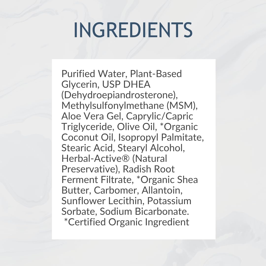 Close up of BIOLABS PRO DHEA Cream texture showing a light, non-greasy finish.