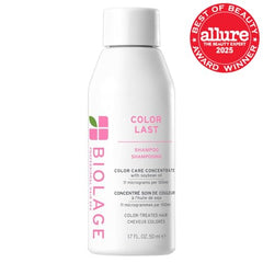 Biolage Color Last Shampoo color-protection close-up highlights vibrant hue retention.